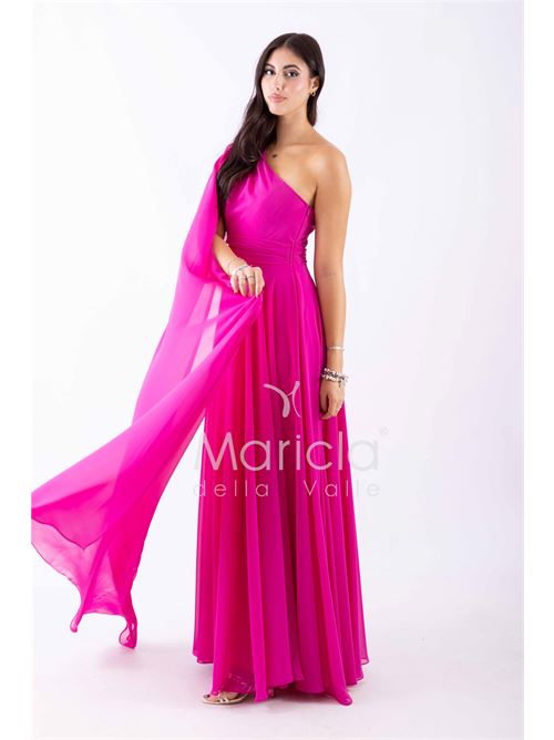 abito lungo fiore chiffon MARICLA ELEGANCE | FI7401FUCSIA